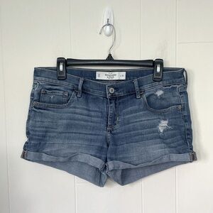 Abercrombie & Fitch Distressed Denim Jean Shorts Medium Wash ~ Size 10 W30